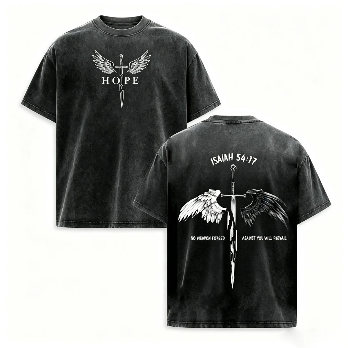 Men's Pure Cotton Christian Clothing - Faith Print, Bible Verse, Angel Wings Faith Message, Short-Sleeve T-Shirt, Casual Classic Cut, Free Arm Movement, Chinese New Year Theme